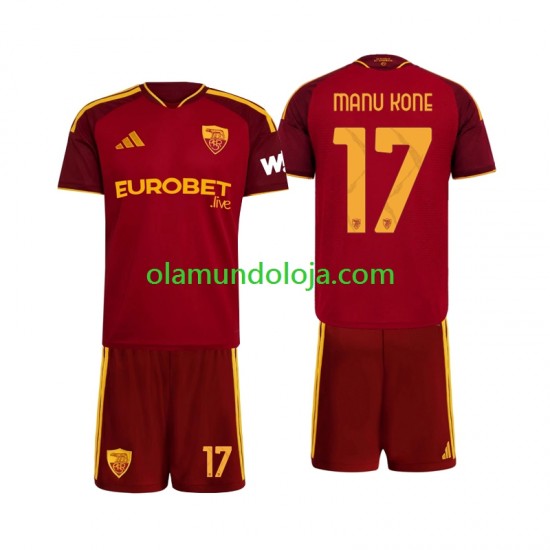 AS Roma Camisola Manu Kone 17 Criança Equipamento Primeiro Manga Curta 2026-2027
